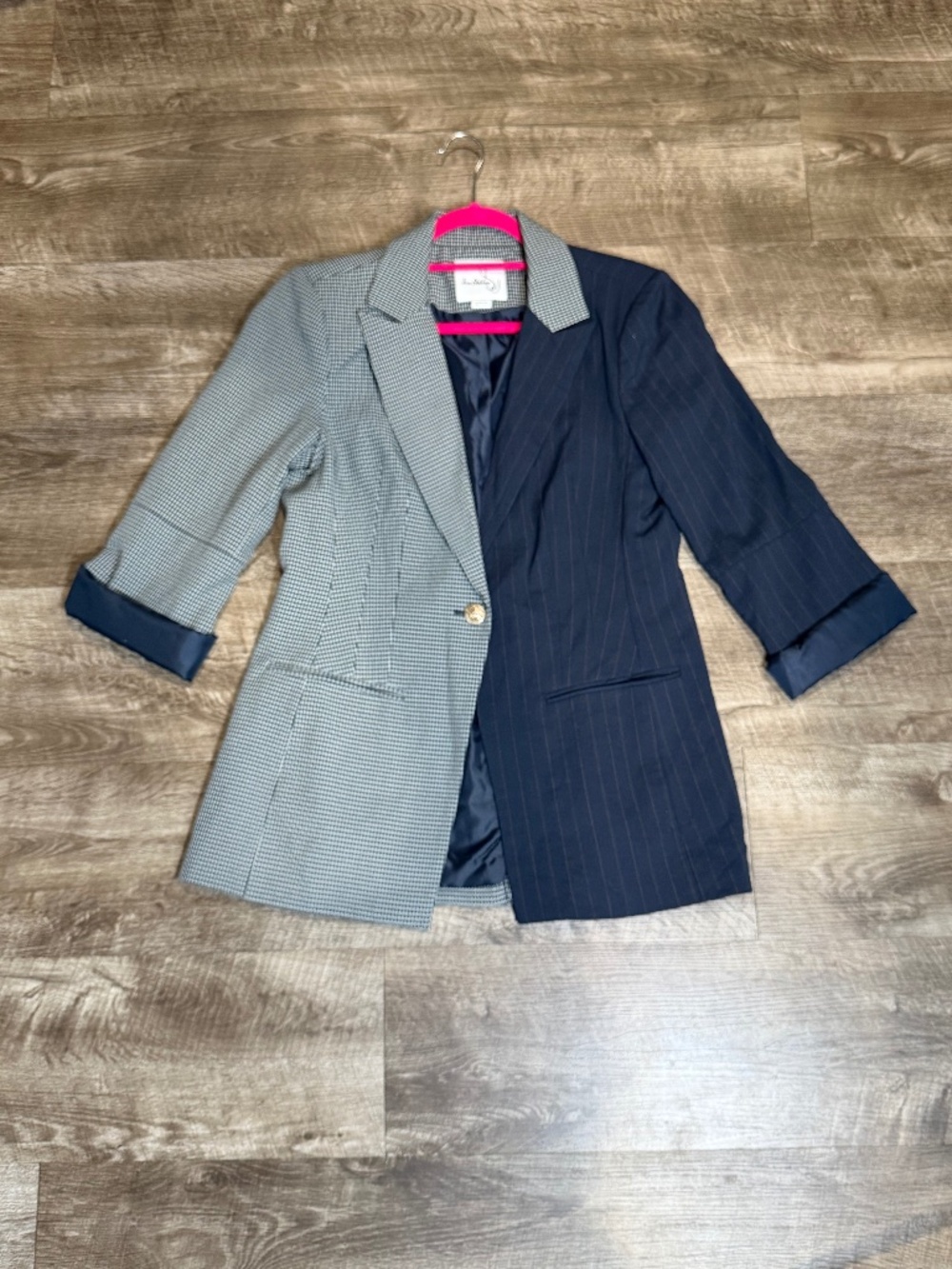 Sam Edelman Women's Dark Slate Empire Plaid Blazer Sz M $179